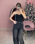 JEANS CARPENTER STRASS NERO