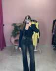 JEANS A ZAMPA NERO