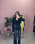 JEANS A ZAMPA NERO