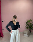 BODY CON SCOLLO E ARRICCIATURA