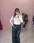 PANTALONE IN PELLE CON BOTTONI